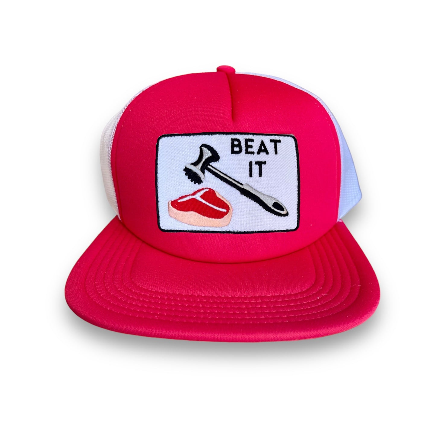 Beat It White Mesh Foam Front Trucker Cap