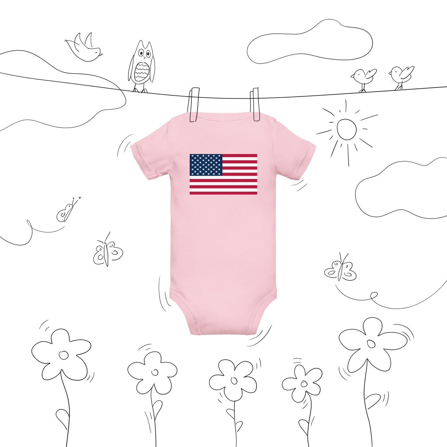 100% Girl USA Baby One Piece- Pink Design