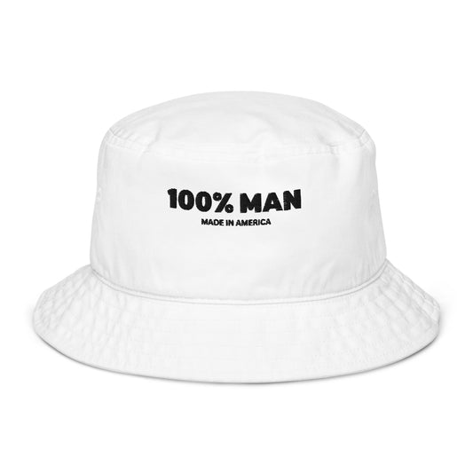 100% Man USA Organic Bucket Hat- Black Design