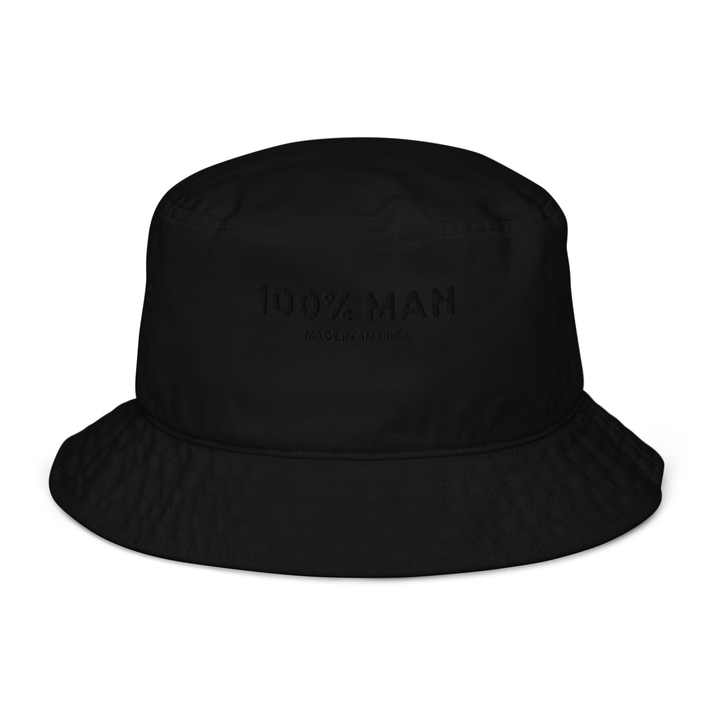 100% Man USA Organic Bucket Hat- Black Design