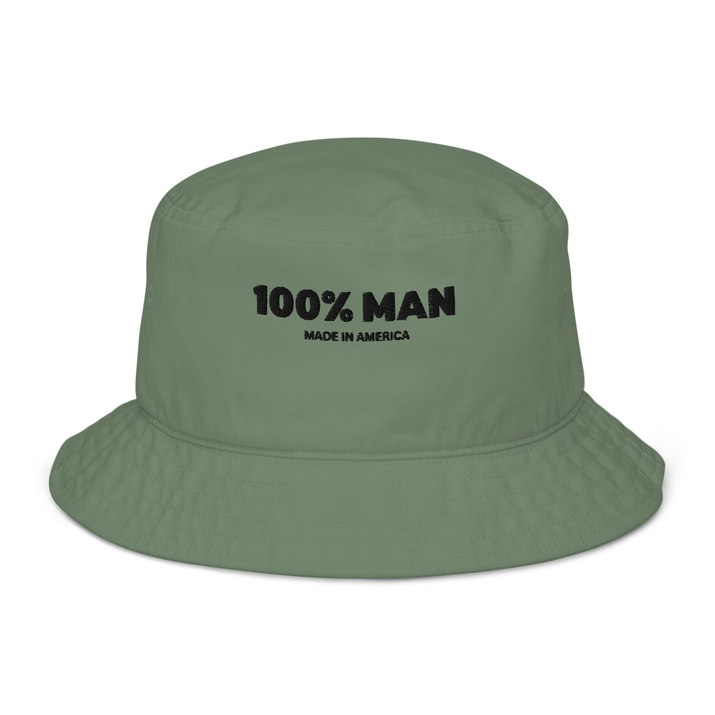 100% Man USA Organic Bucket Hat- Black Design