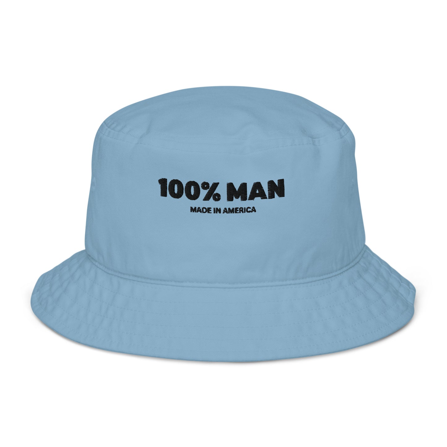 100% Man USA Organic Bucket Hat- Black Design