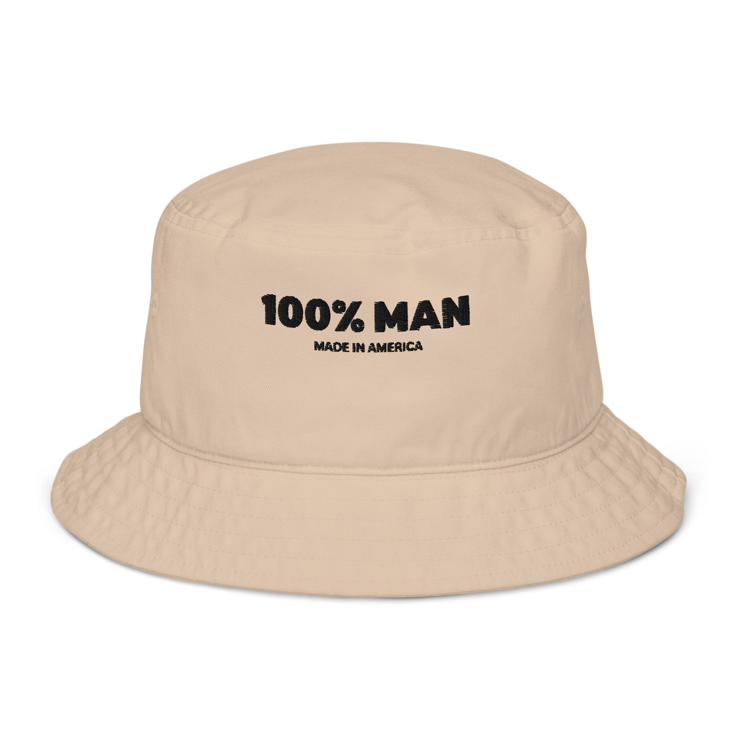 100% Man USA Organic Bucket Hat- Black Design