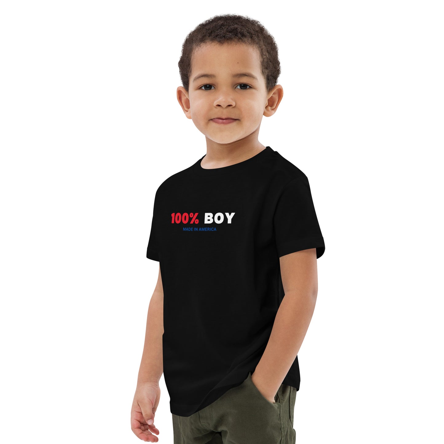 100% Boy USA Organic T-Shirt- Red, White & Blue Design