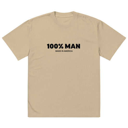 100% Man USA Oversized Faded T-Shirt - Black Design