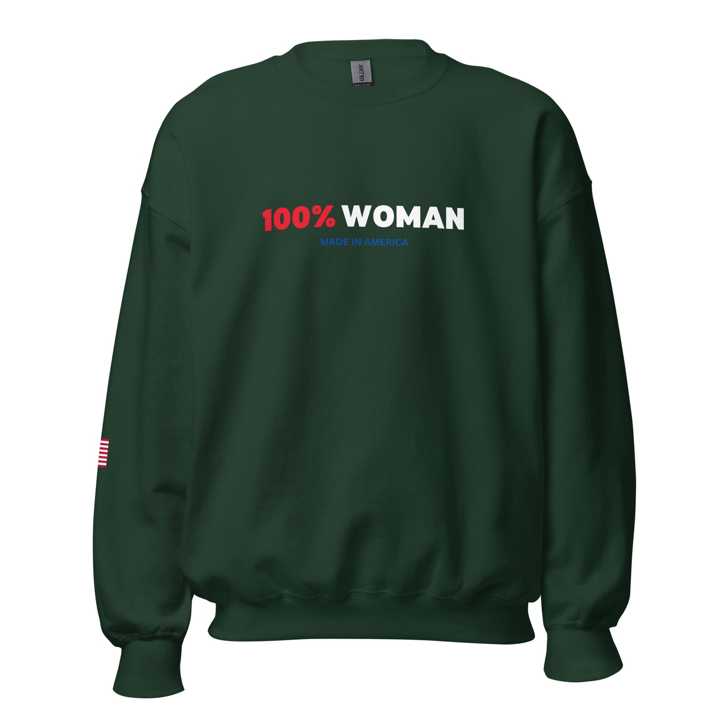 100% Woman USA Sweatshirt- Red, White & Blue Design