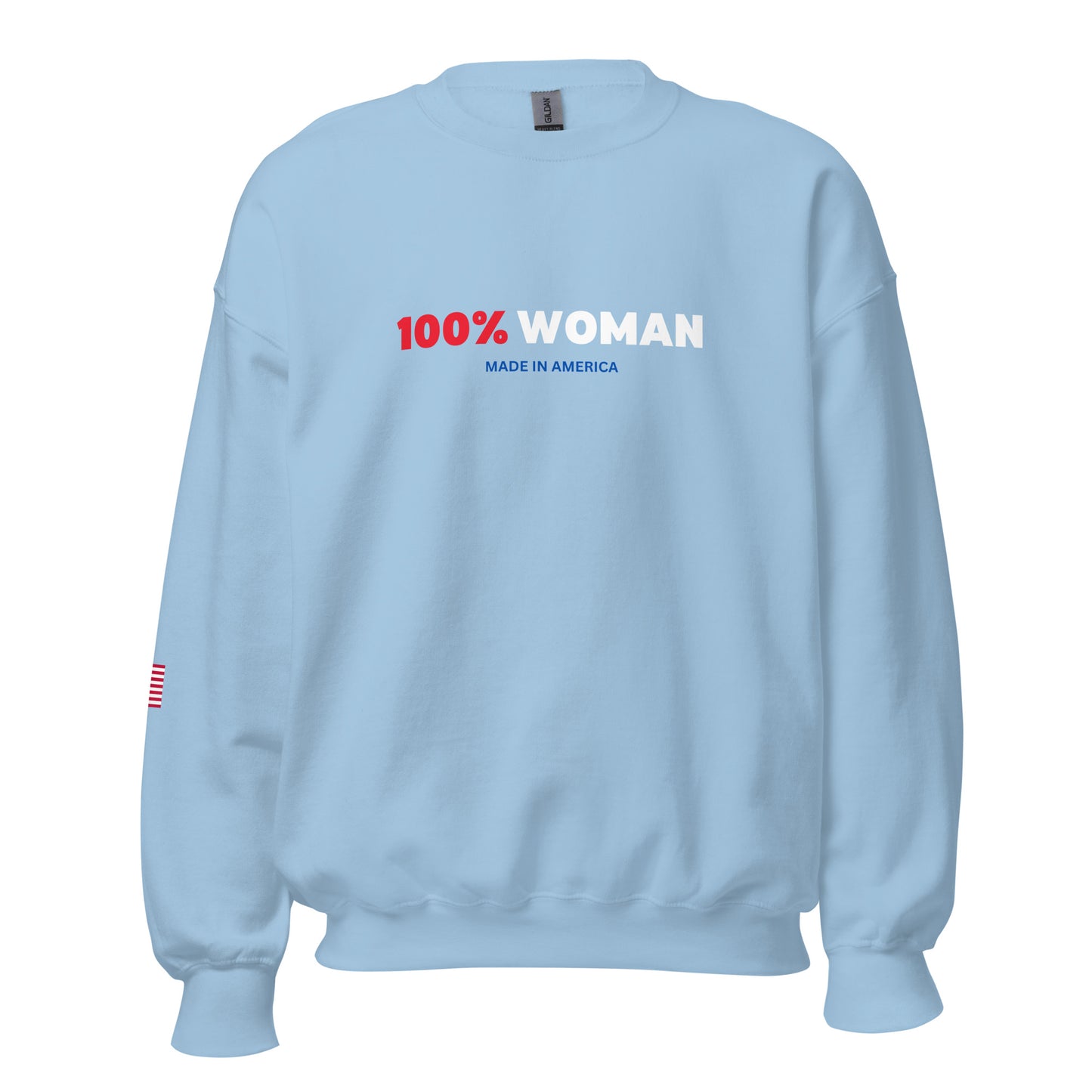 100% Woman USA Sweatshirt- Red, White & Blue Design