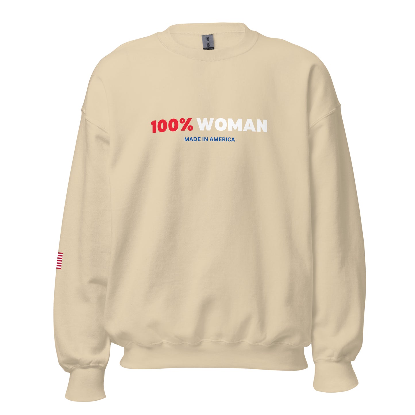 100% Woman USA Sweatshirt- Red, White & Blue Design