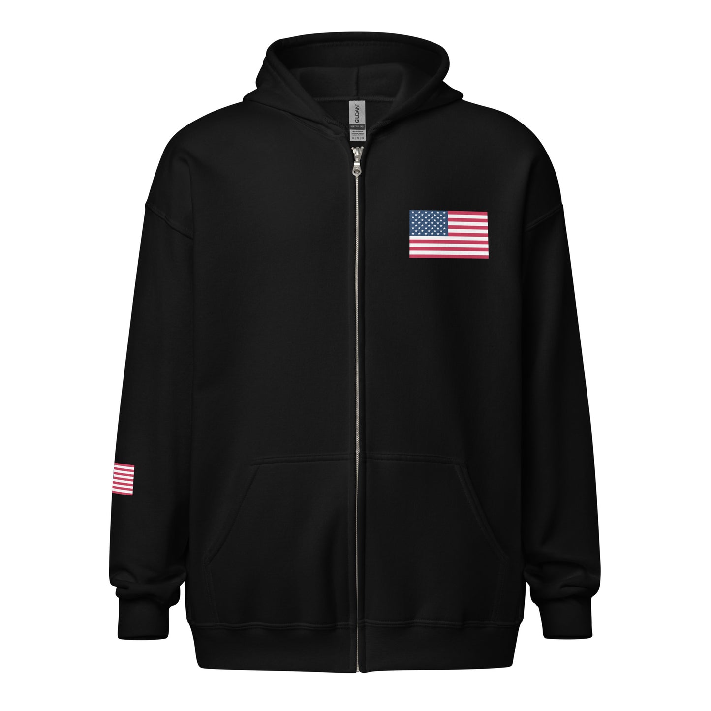 100% Man USA Heavy Blend Hoodie- Red, White & Blue Design