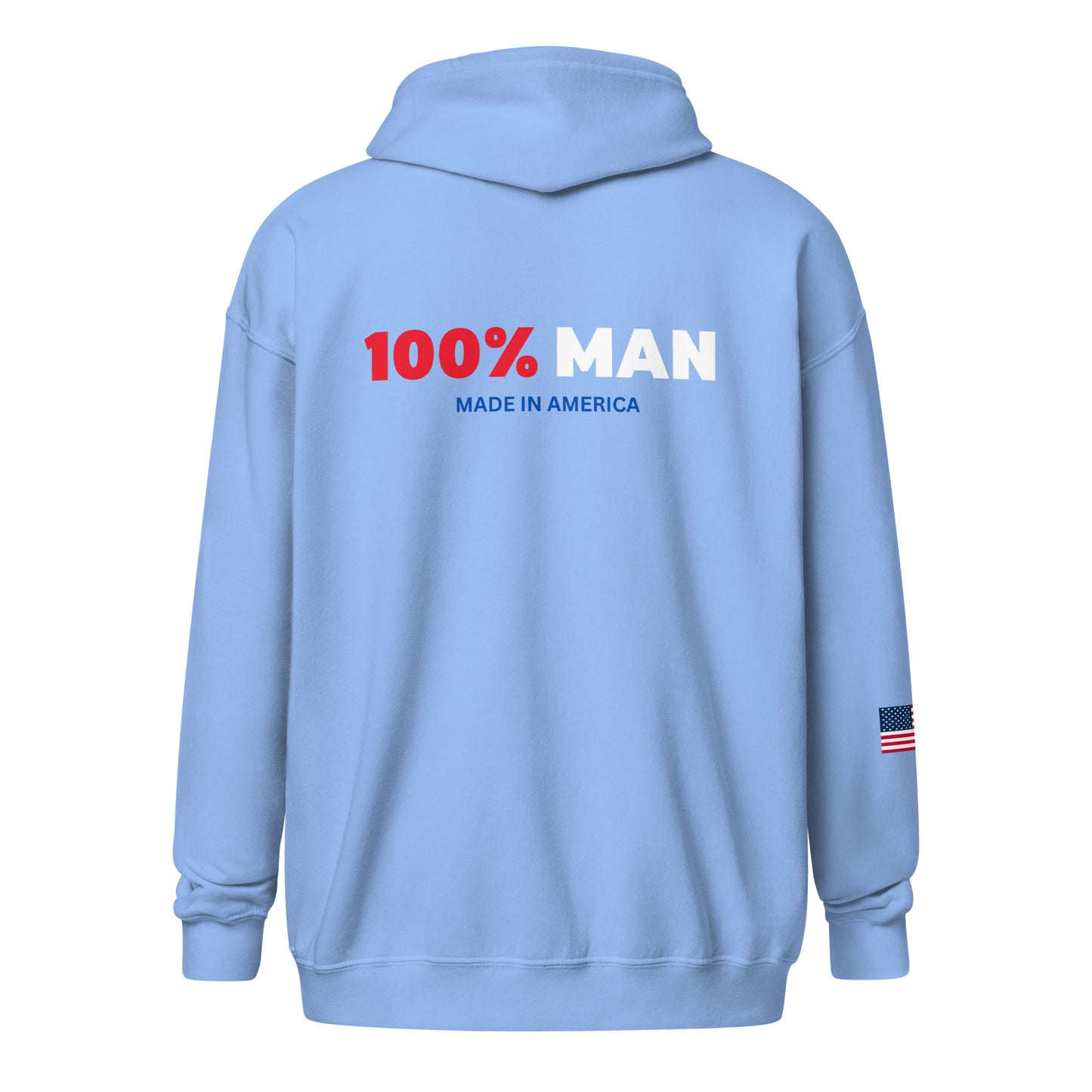 100% Man USA Heavy Blend Hoodie- Red, White & Blue Design