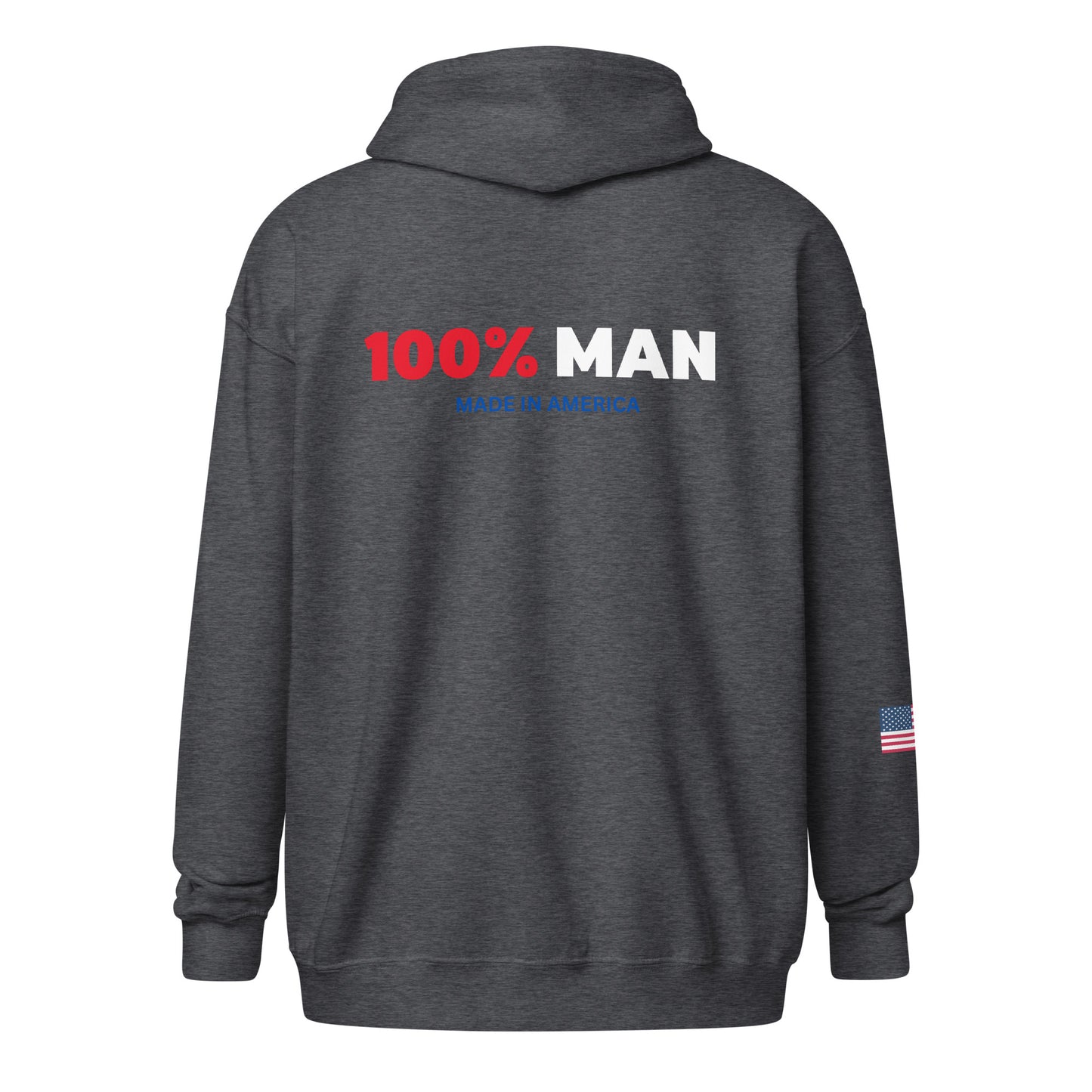 100% Man USA Heavy Blend Hoodie- Red, White & Blue Design