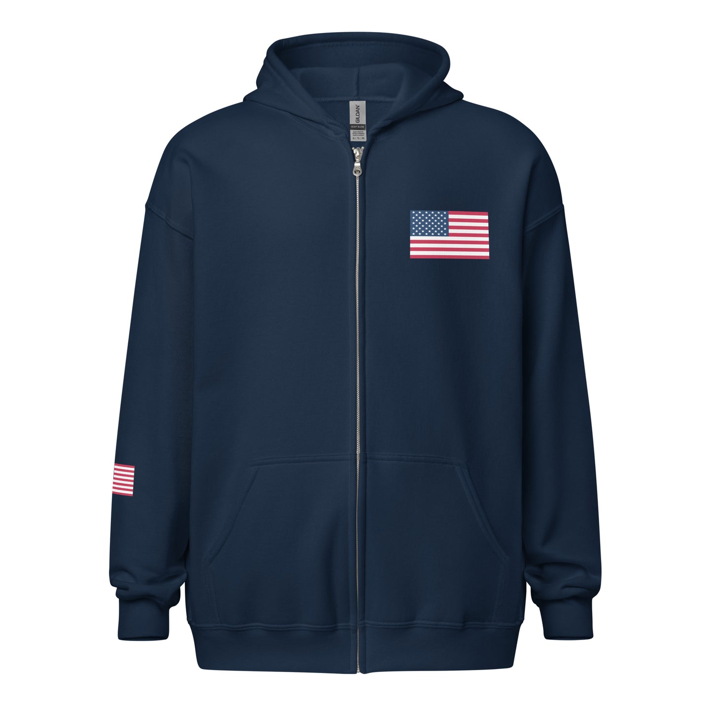 100% Man USA Heavy Blend Hoodie- Red, White & Blue Design