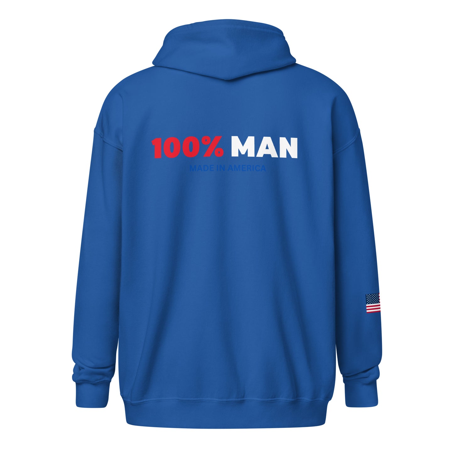 100% Man USA Heavy Blend Hoodie- Red, White & Blue Design