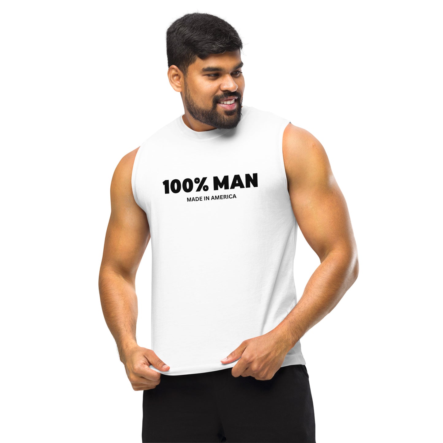 100% MAN USA Muscle Shirt- Black Design