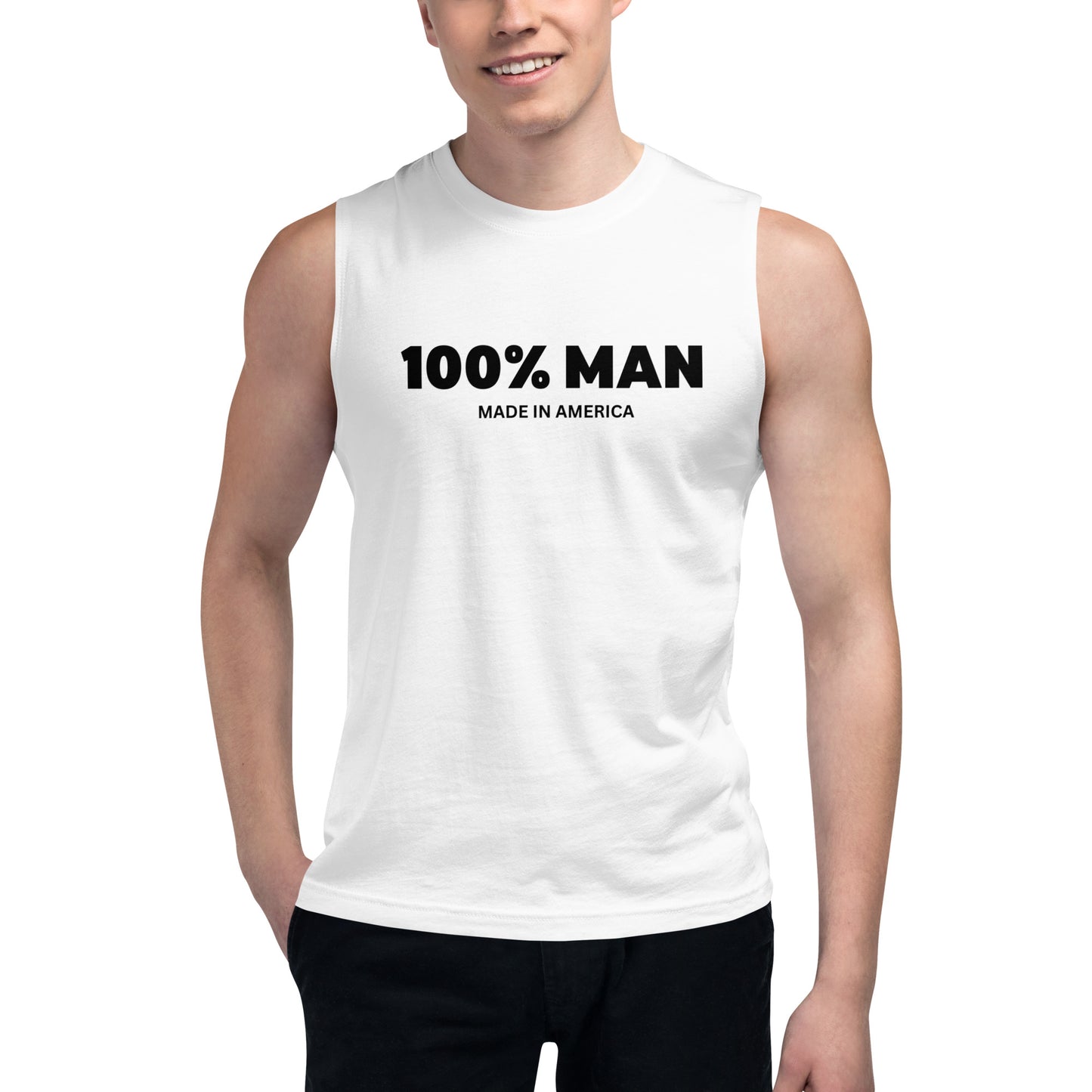 100% MAN USA Muscle Shirt- Black Design