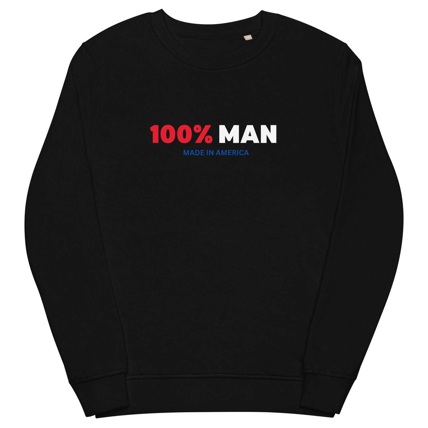 100% Man USA Organic Sweatshirt- Red, White & Blue Design