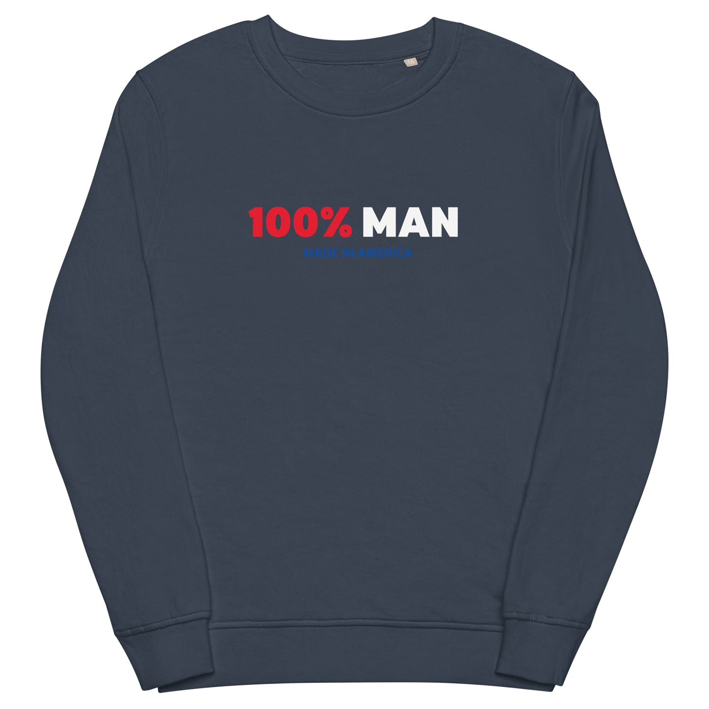 100% Man USA Organic Sweatshirt- Red, White & Blue Design