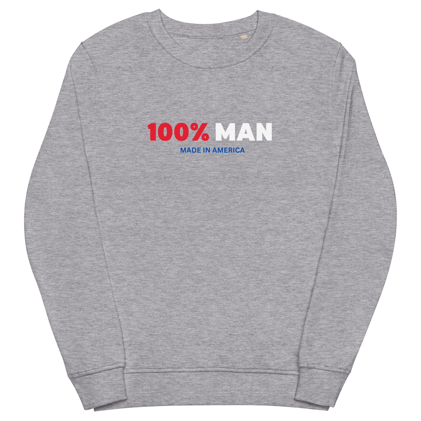 100% Man USA Organic Sweatshirt- Red, White & Blue Design