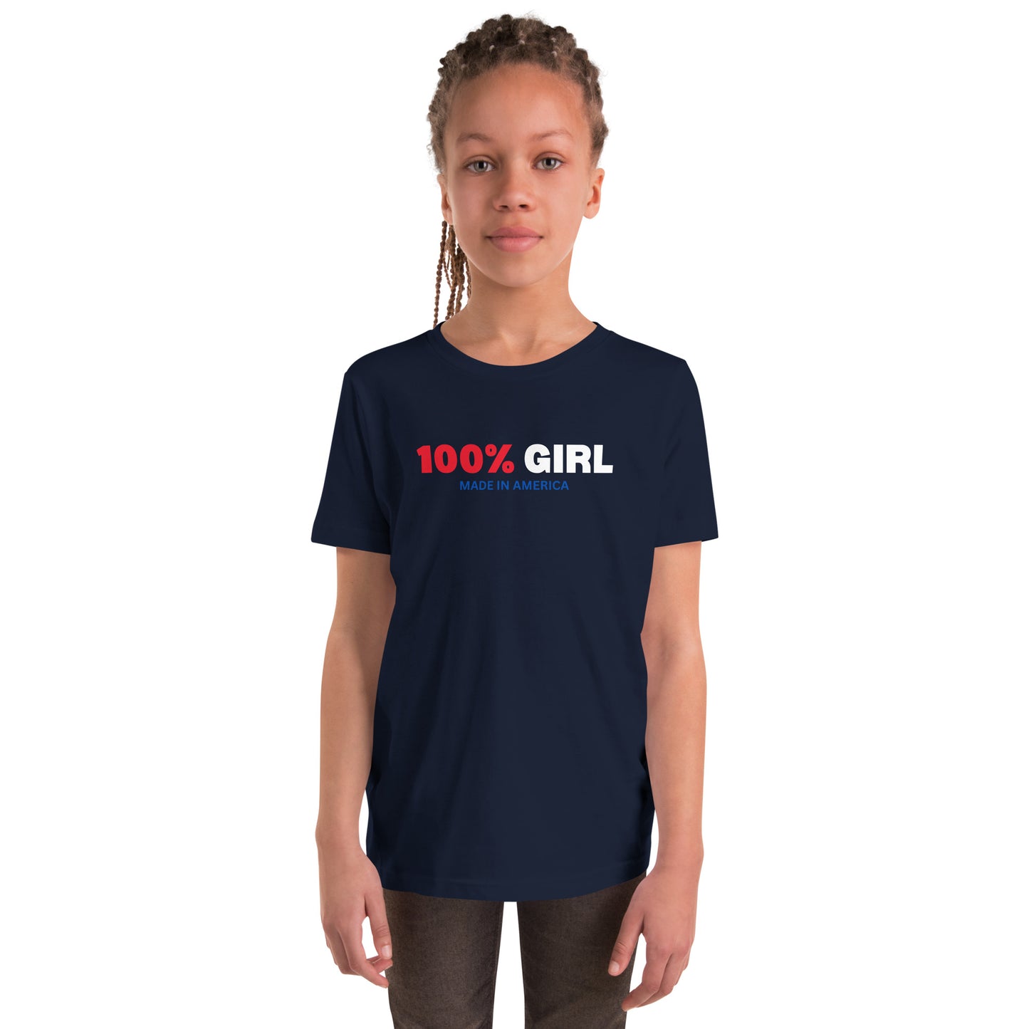 100% Girl USA Youth T-Shirt- Red, White & Blue Design